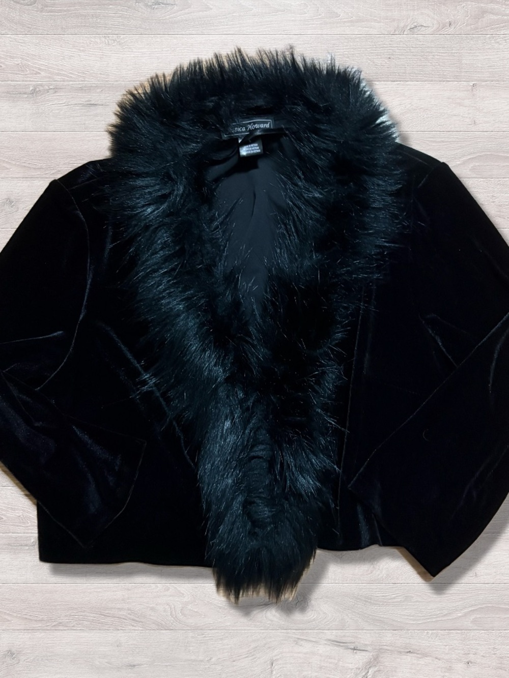 Y2K 2000s Jessica Howard Faux Fur Cardigan Sweater Velour Women’s L Whimsigoth